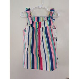 Carters Girls 4T Multi Color Striped Bow Rainbow Dress Preppy Playful Vibrant